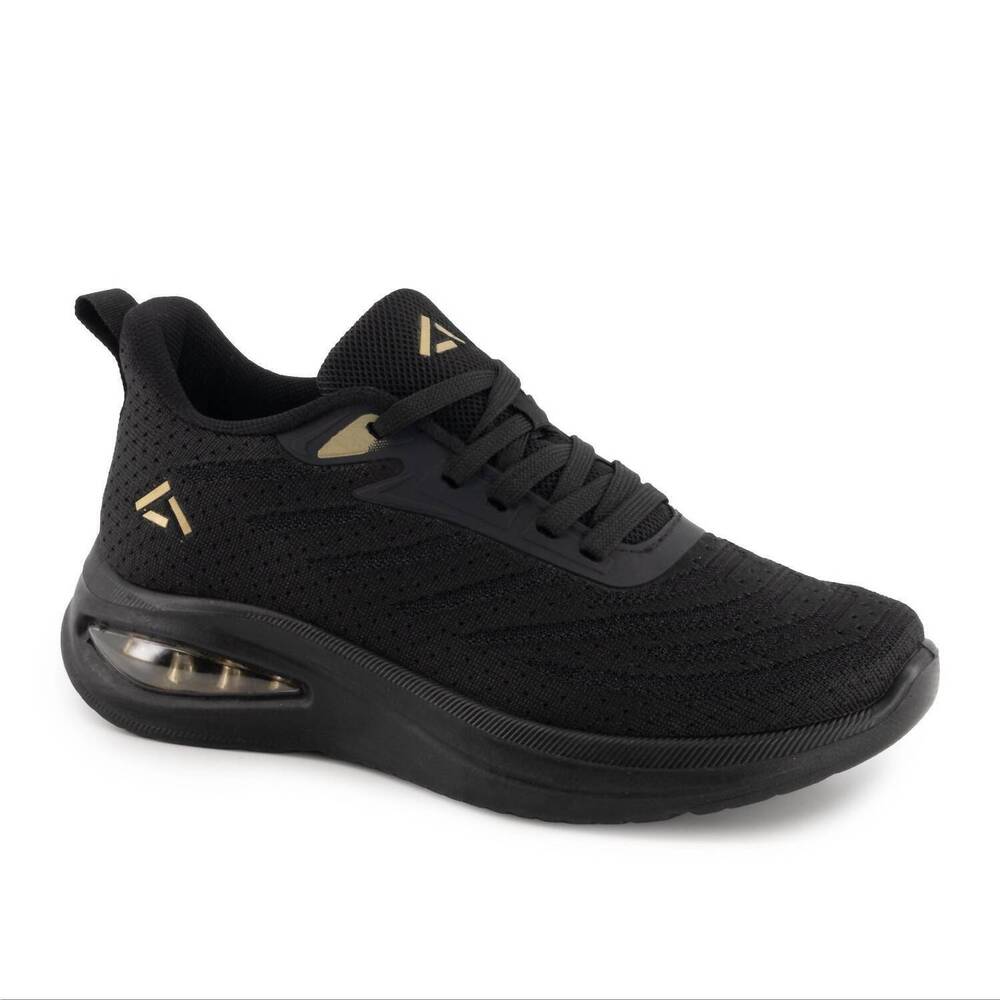 NEW ANDREA women’s casual athletic sneakers with cushioned sole in black